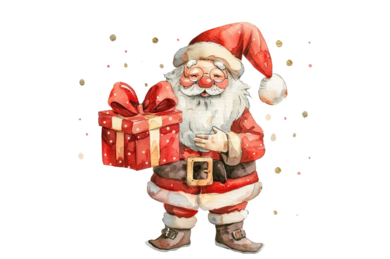 cheerful watercolor illustration of Santa