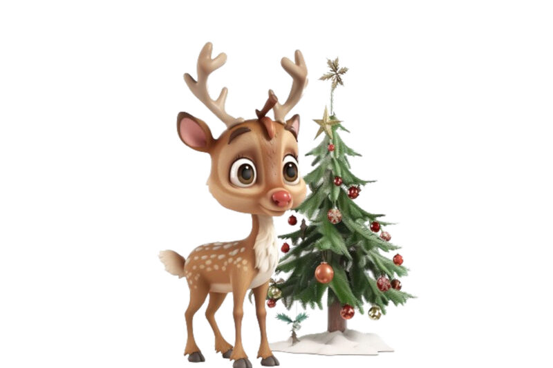 cute cartoon reindeer standing beside