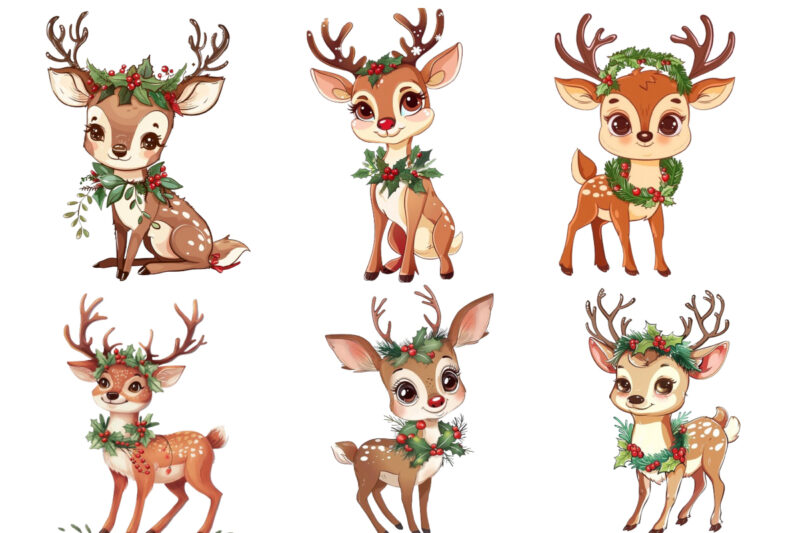cute cartoon reindeer standing beside