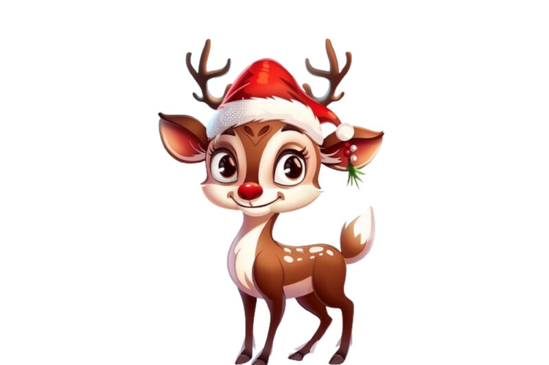 cute cartoon reindeer standing beside