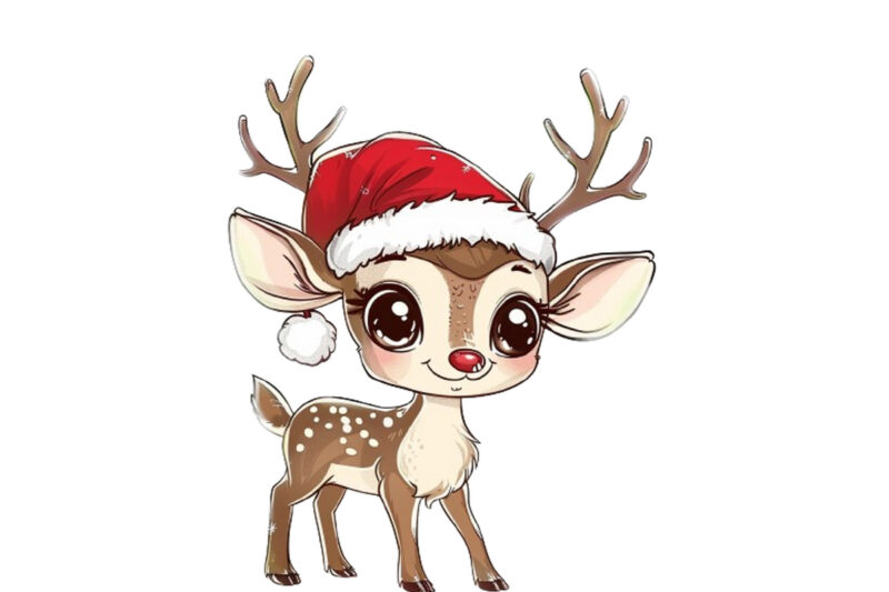 cute cartoon reindeer standing beside