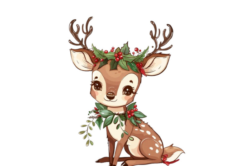 cute cartoon reindeer standing beside