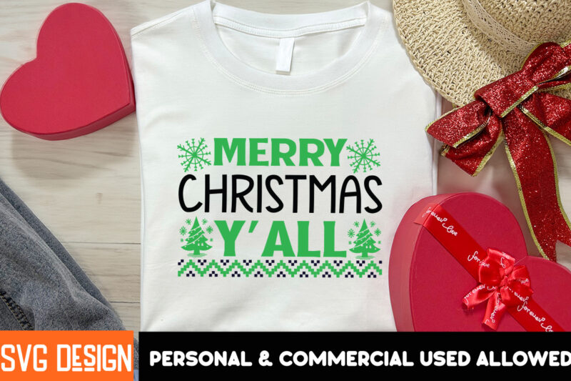 Merry Christmas Yall t-shirt design, Christmas SVG Bundle, Christmas SVG, Winter svg, Santa SVG, Holiday, Merry Christmas, Elf svg,Christmas