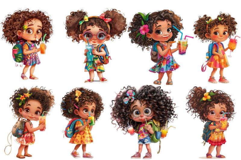 fashionable and cute baby girl cartoon char