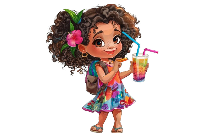 fashionable and cute baby girl cartoon char