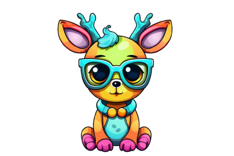 neon funny cartoon christmas reindeer