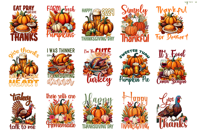 Thanksgiving SVG Bundle, Thanksgiving Sublimation t-shirt Vector Bundle, Thanksgiving clipart, Thanksgiving Day T-shirt Design.