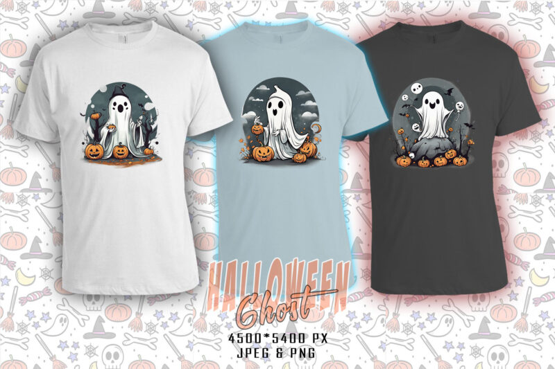 100 Trendy Spooky Halloween Ghost t-shirt design bundle