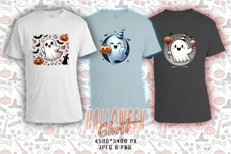 100 Trendy Spooky Halloween Ghost t-shirt design bundle