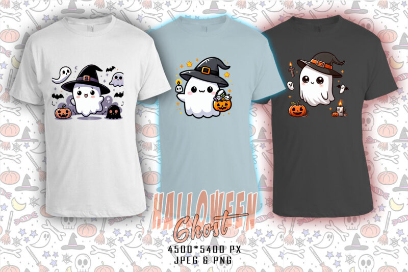 100 Trendy Spooky Halloween Ghost t-shirt design bundle