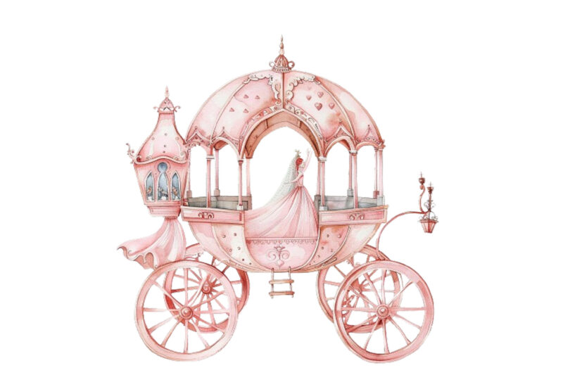 watercolor princess Carriage clipart