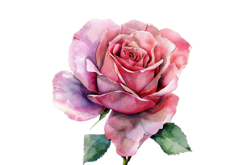 watercolor spiring pink rose clipart