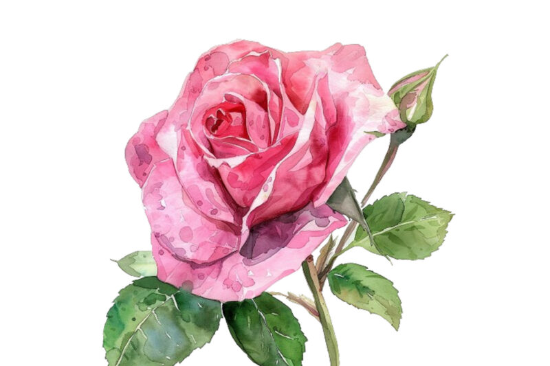 watercolor spiring pink rose clipart