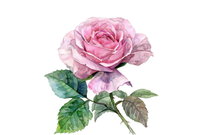 watercolor spiring pink rose clipart