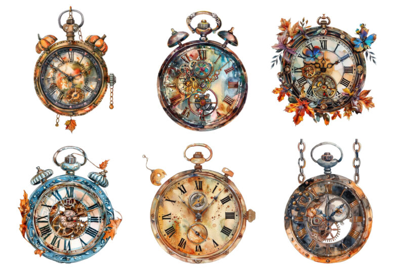 watercolor watch Steampunk Halloween