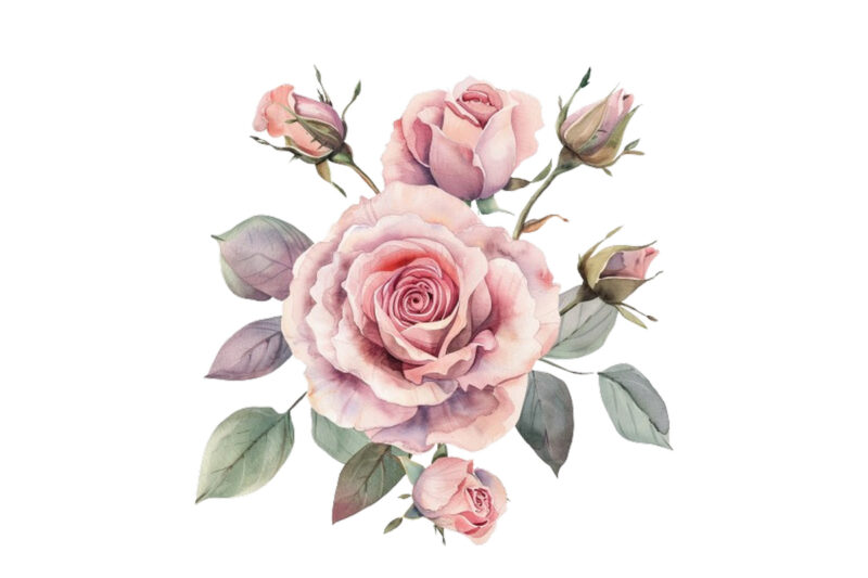 watercolor wedding spiring rose dusty clipart