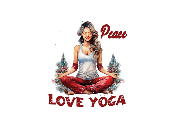 Vintage Christmas Yoga T-shirt Bundle, Christmas Yoga Sublimation t-shirt Vector Bundle, Christmas Yoga clipart.