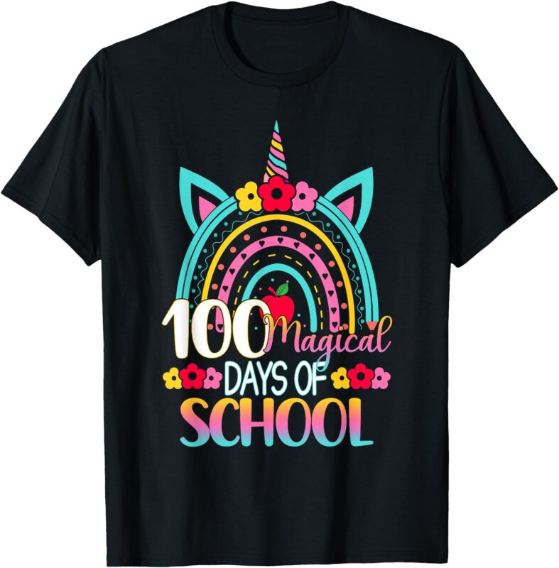 100 Days Smarter Rainbow Unicorn 100th Day of School T-Shirt