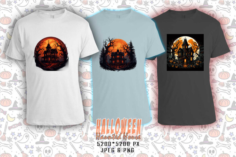 100 Retro Halloween Haunted House t-shirt design bundle of 100 designs – download instantly Retro Vintage T-shirt Art Bundle