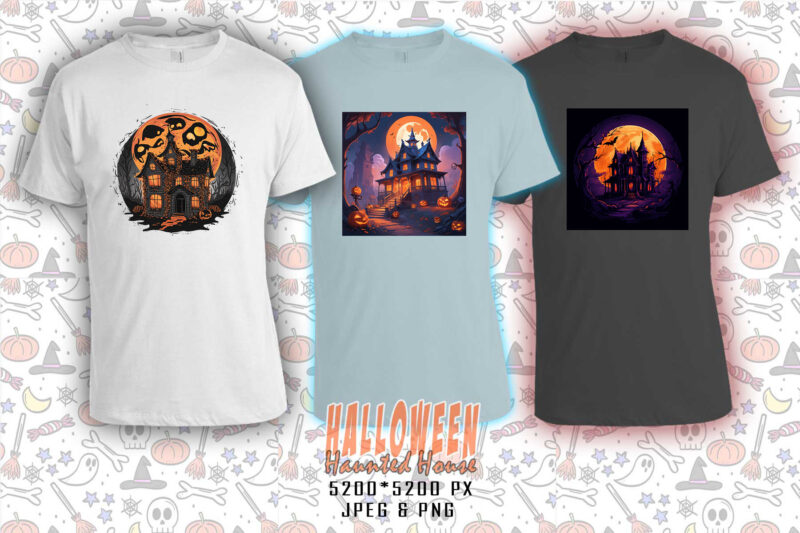100 Retro Halloween Haunted House t-shirt design bundle of 100 designs – download instantly Retro Vintage T-shirt Art Bundle