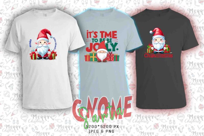 Popular Gnome Santa Claus Christmas t-shirt design bundle of 20 designs – download instantly T-Shirt Design Bundle