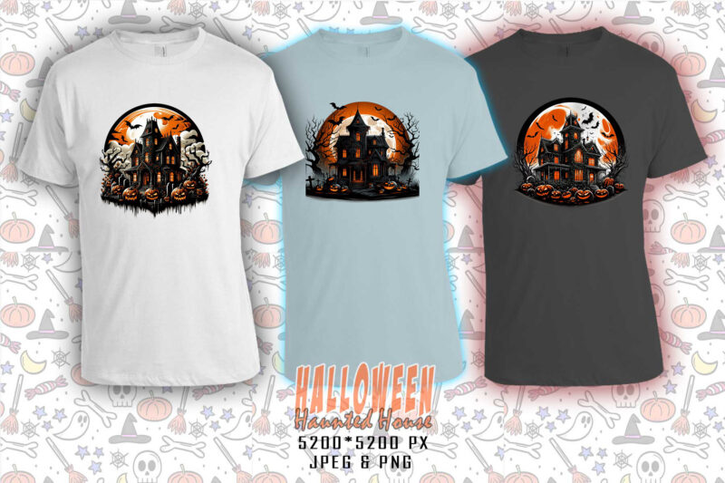 100 Retro Halloween Haunted House t-shirt design bundle of 100 designs – download instantly Retro Vintage T-shirt Illustration Mega Bundle