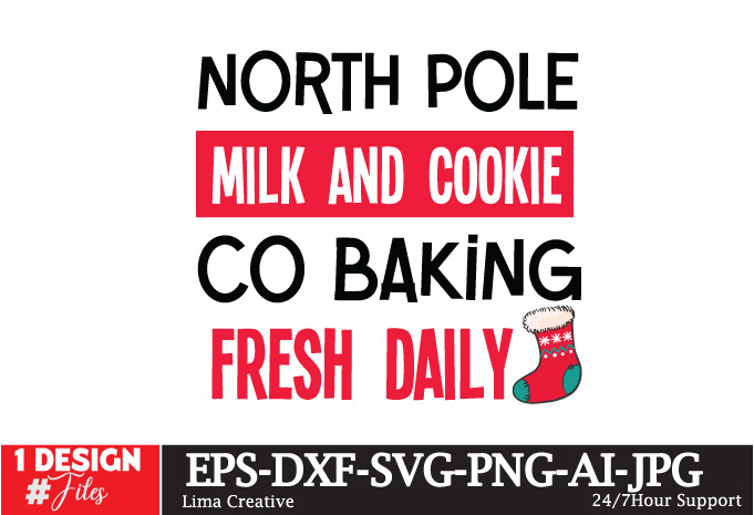 North Pole Milk And Cookie Co Baking Fresh Faily SVG Design, Christmas,Christmas Bundle,Funny Christmas,SVGs,quotes-and-sayings,food-drink,p