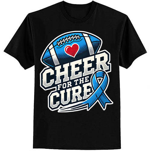 American Football Diabetes Awareness Blue Cheer For The Cure T-Shirt ltsp