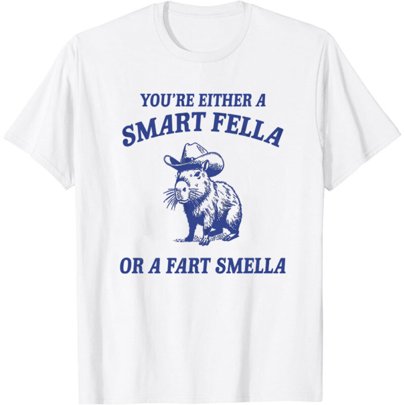 Are You A Smart Fella Or Fart Smella Vintage Style Shirt, Retro Cartoon T Shirt, Weird T Shirt, Meme T Shirt, Cabybara T-Shirt