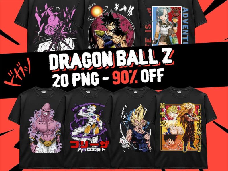 Dragon Ball Z Goku Vegeta Frieza Bundle Design 20 PNG Anime Japanese Style POD TShirt Poster