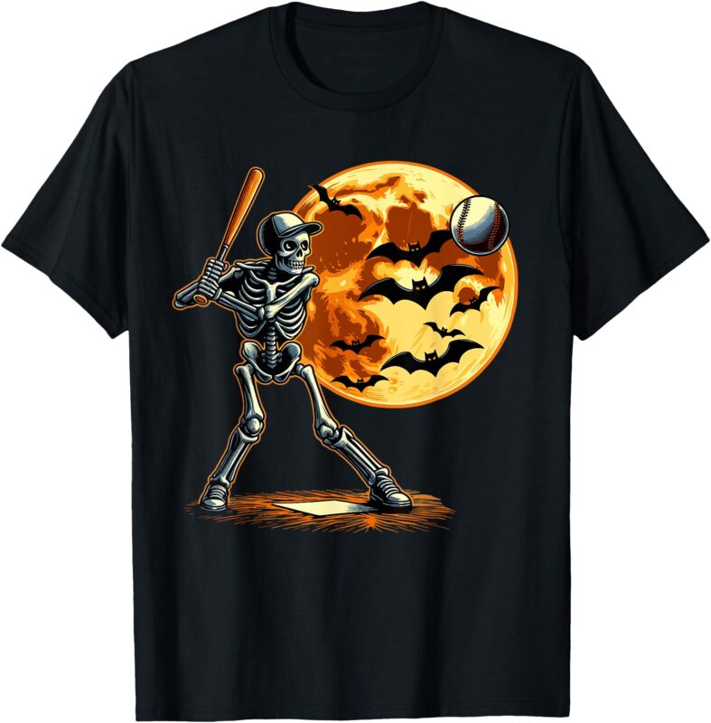 Baseball Skeleton Halloween T-Shirt