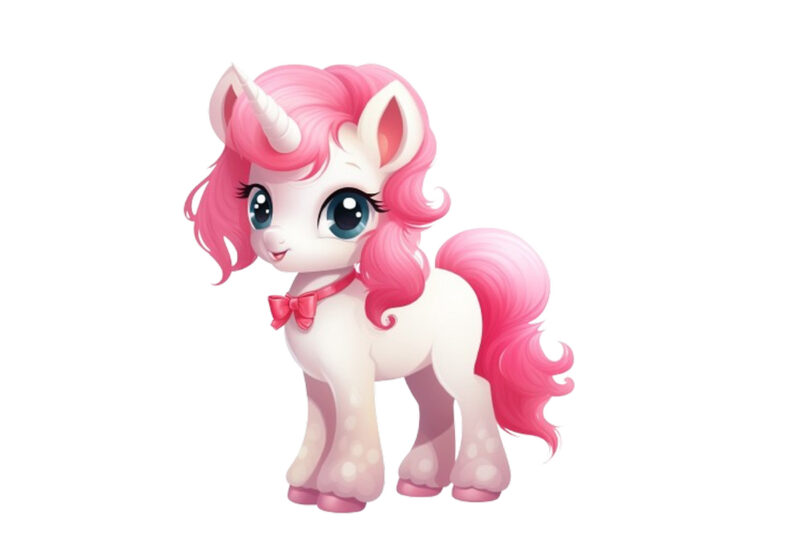 Beautiful little white pony with beautiful pink