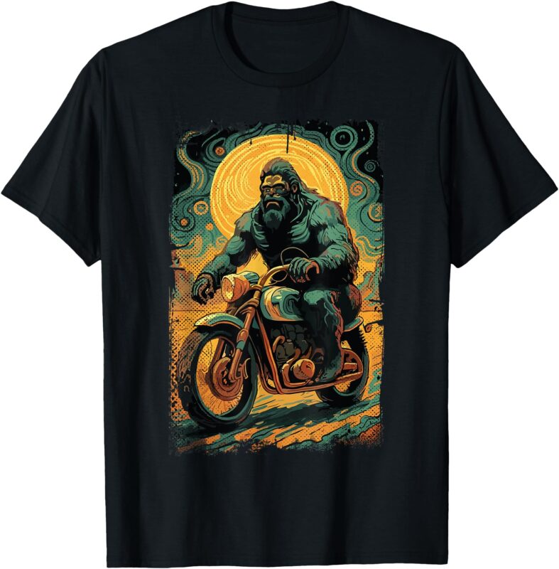 Big Foot Riding Bike Merch Retro Vintage Bigfoot Motorcycle T-Shirt