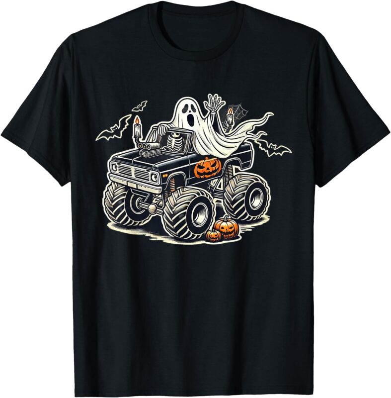 Big Little Boys Halloween Shirt Ghost Skeleton Kids Spooky T-Shirt