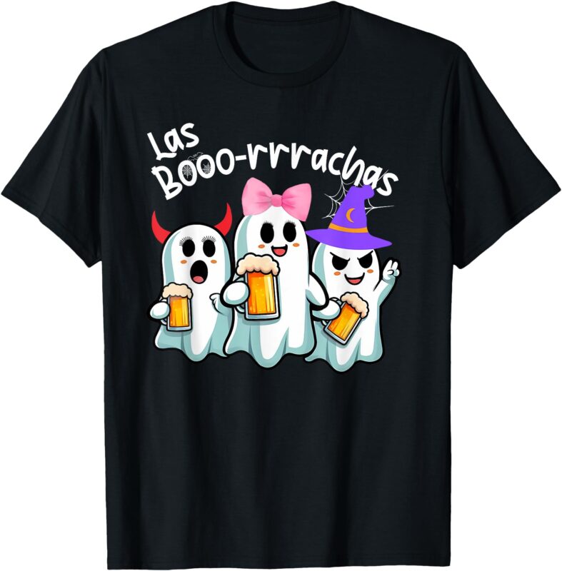 Boorachas Funny Halloween Ghost Drinking Margarita Boo racha T-Shirt
