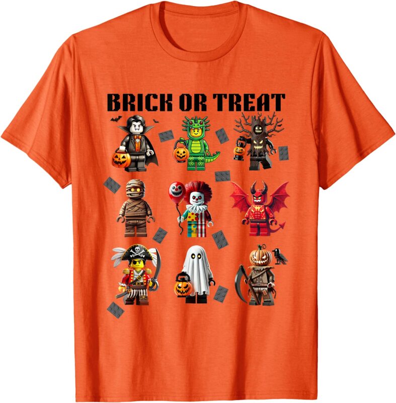 Building Bricks Halloween Brick Or Treat Costume Monsters T-Shirt