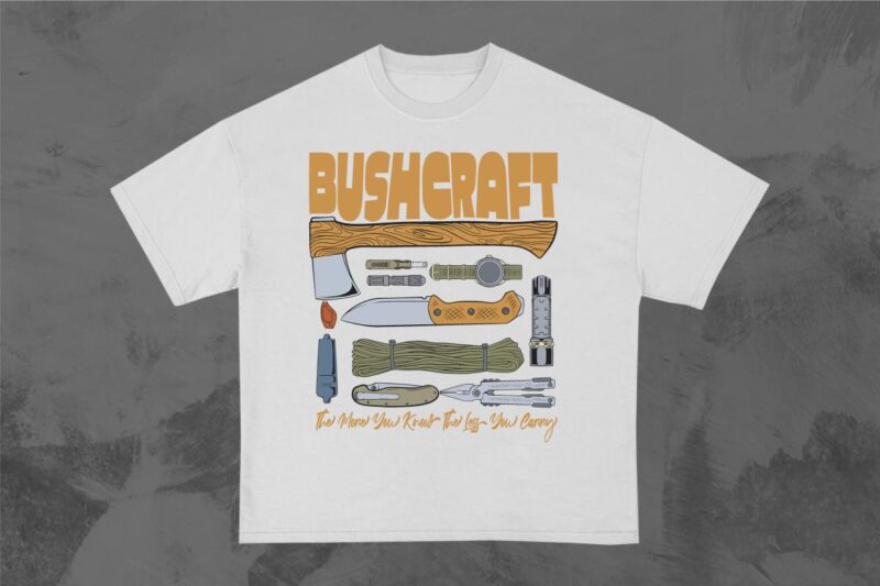 Bushcraft Survival Camp T-Shirt Designs Bundle