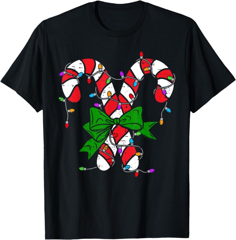 Candy Cane Merry And Bright Christmas Lights Men Women Kids T-Shirt