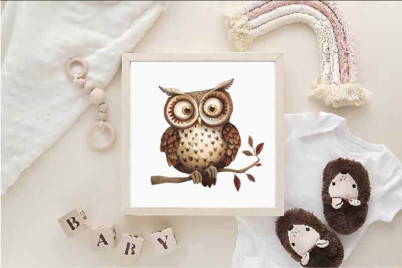Cartoon retro owls 01. TShirt Sticker.