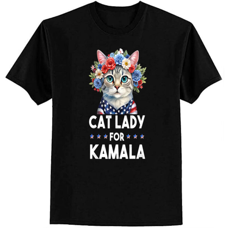 Cat Ladies for Kamala Funny Cat 2024 President Kamala-Harris T-Shirt