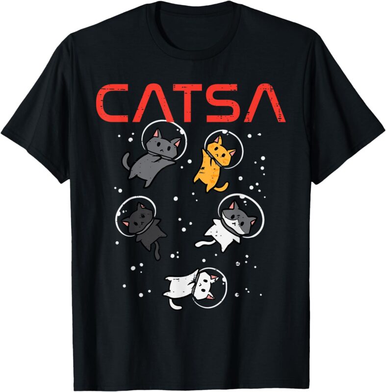 Catsa Cat Astronauts Funny Kitten Space Women Girls Kids Men T-Shirt