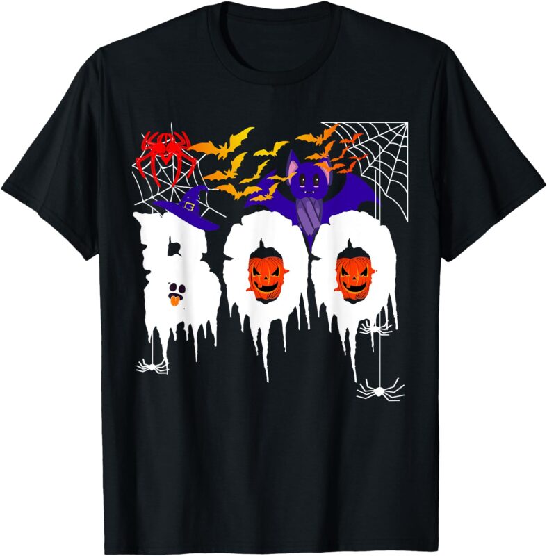 Child Girl Man Woman Cute Spider Bat Witch Ghost Saying Boo T-Shirt
