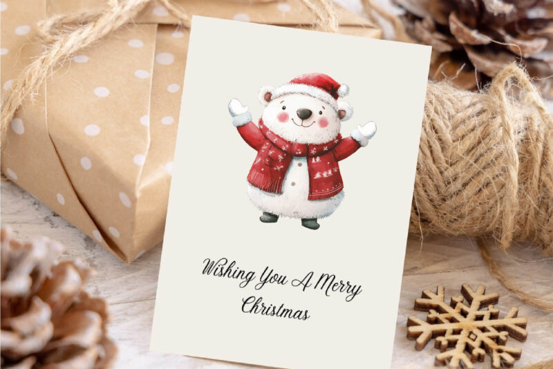 Christmas Bear. Watercolor PNG.