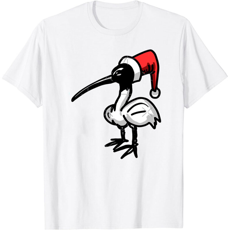 Christmas Bin Chicken T Shirt – Australian Bin Chicken Christmas Themed Tee with quote Who’s Bin Naughty featuring an Aussie Ibis bird! Clas