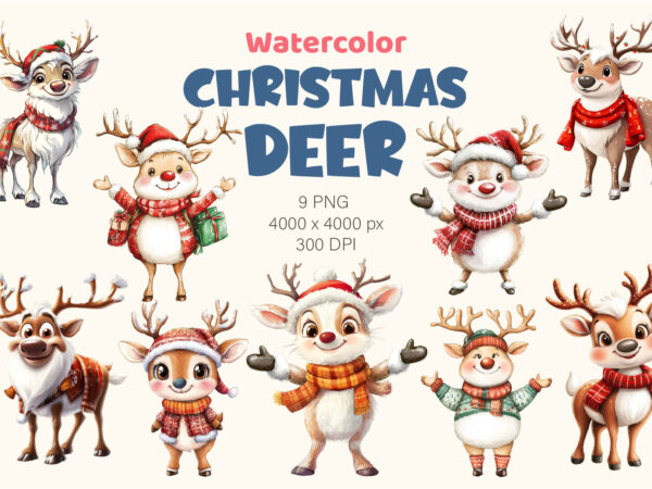 Christmas deer. watercolor png. t shirt vector file Christmas deer. watercolor png. t shirt vector file