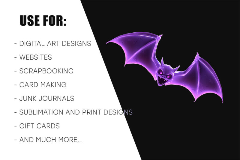 Creepy Neon Bats. Halloween Mascot.