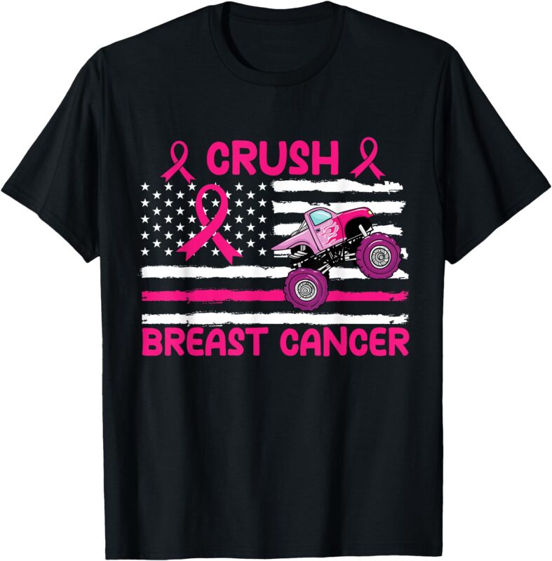 Crush Breast Cancer Awareness Monster Pink Monster Truck T-Shirt