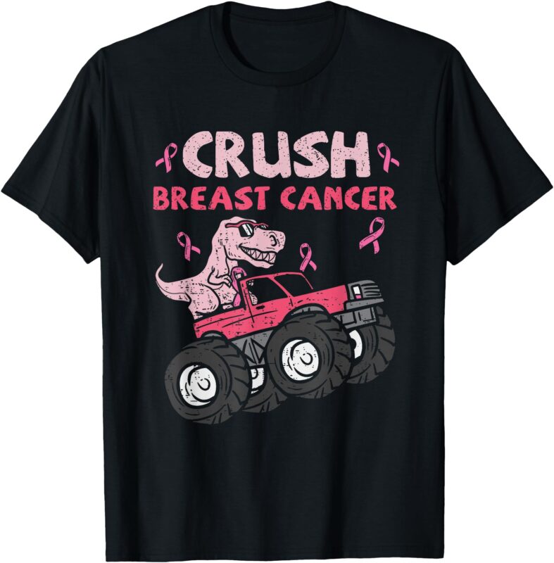 Crush Breast Cancer Awareness Monster Truck Pink Ribbon T-Shirt