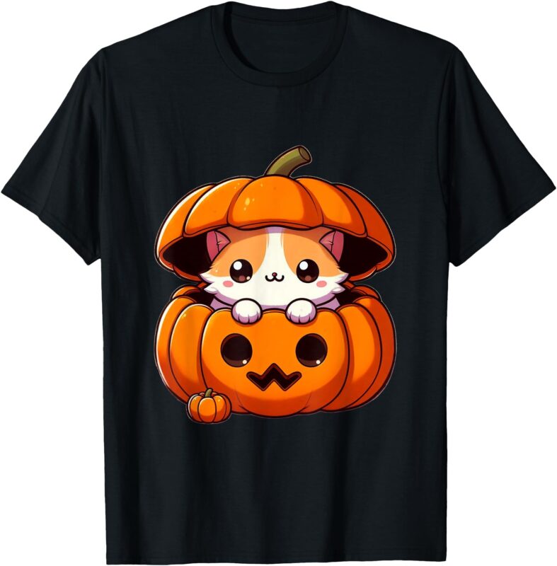 Cute Cat in a Pumpkin – Halloween T-Shirt