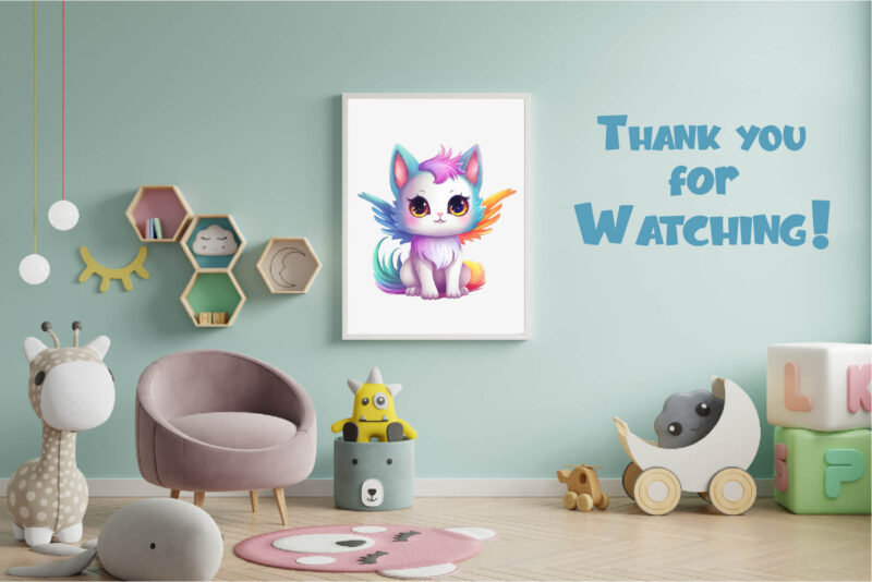Cute rainbow cat. TShirt Sticker.